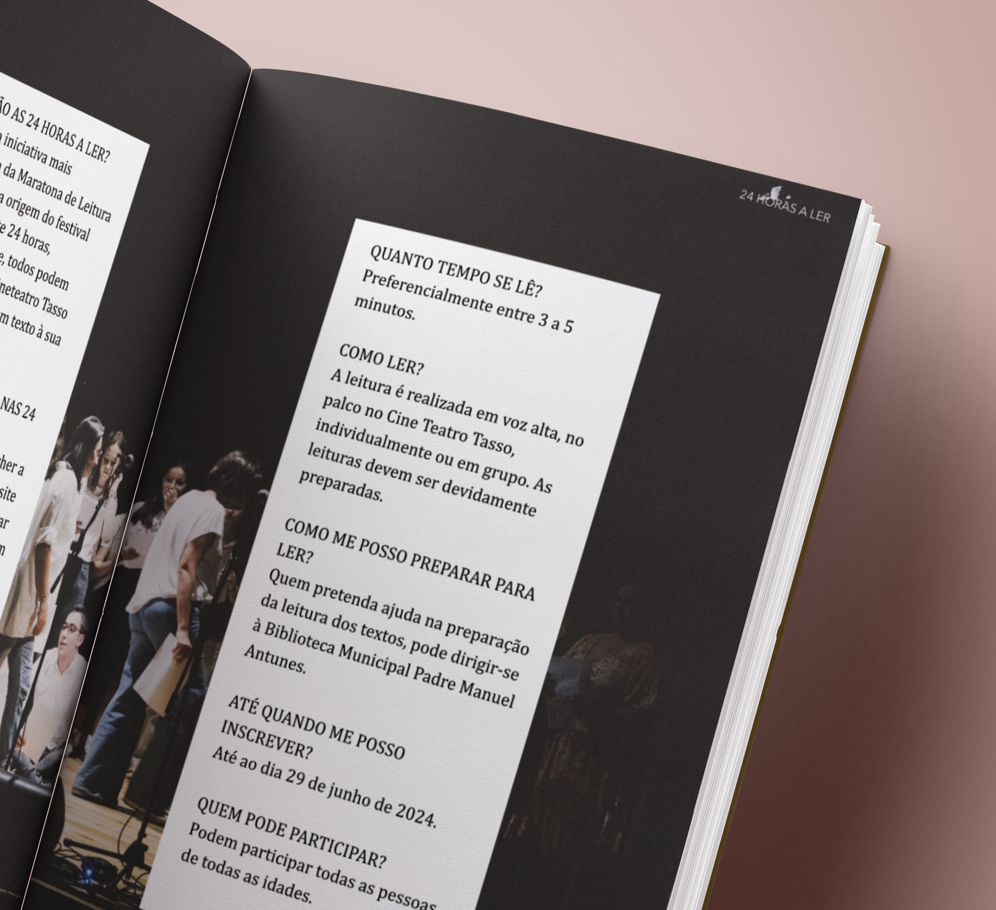 Detail of a printed guide page, highlighting paper texture and sharp typographic details.