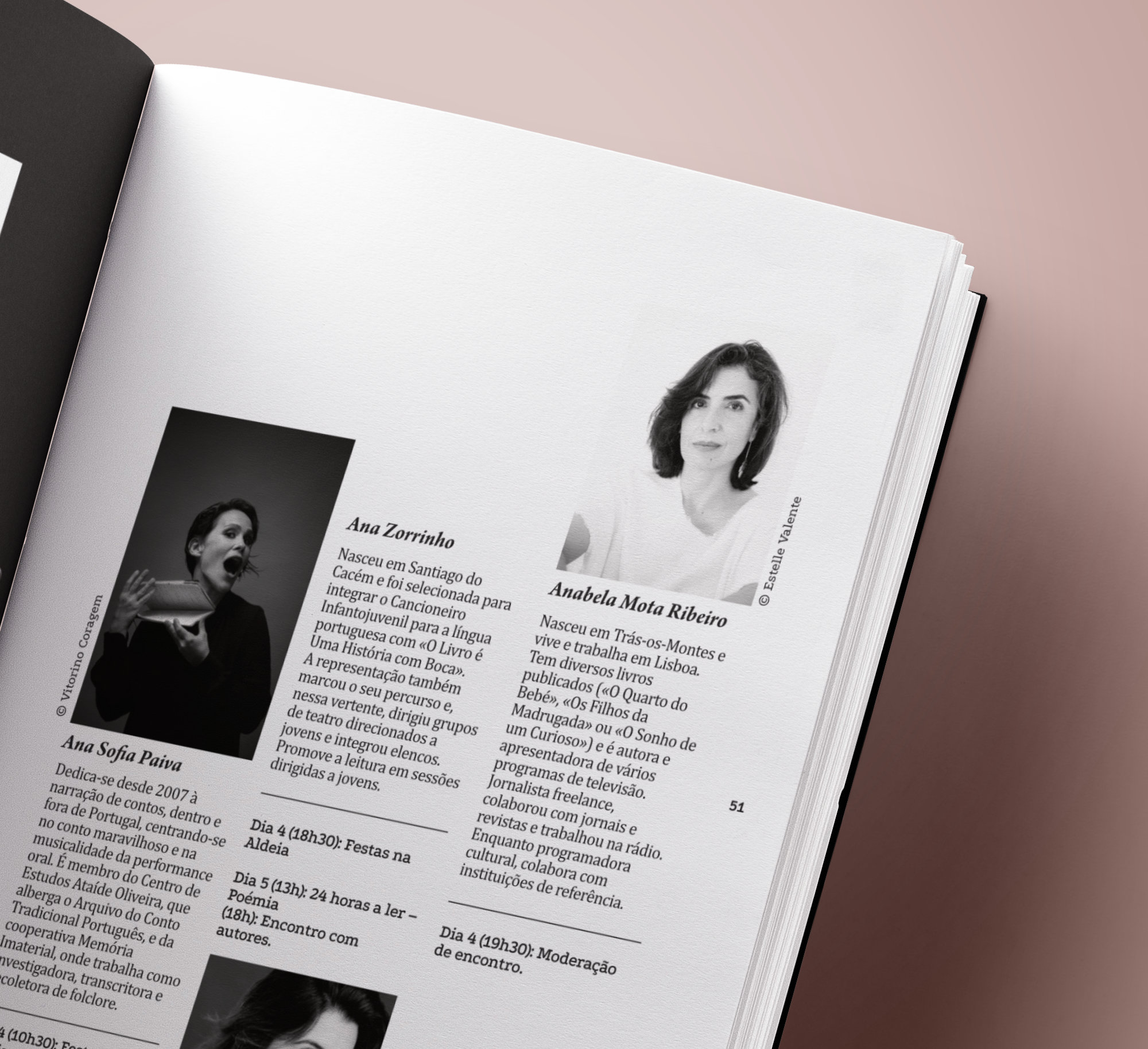 Detailed page from a printed guide, showcasing the festival's editorial design organization.