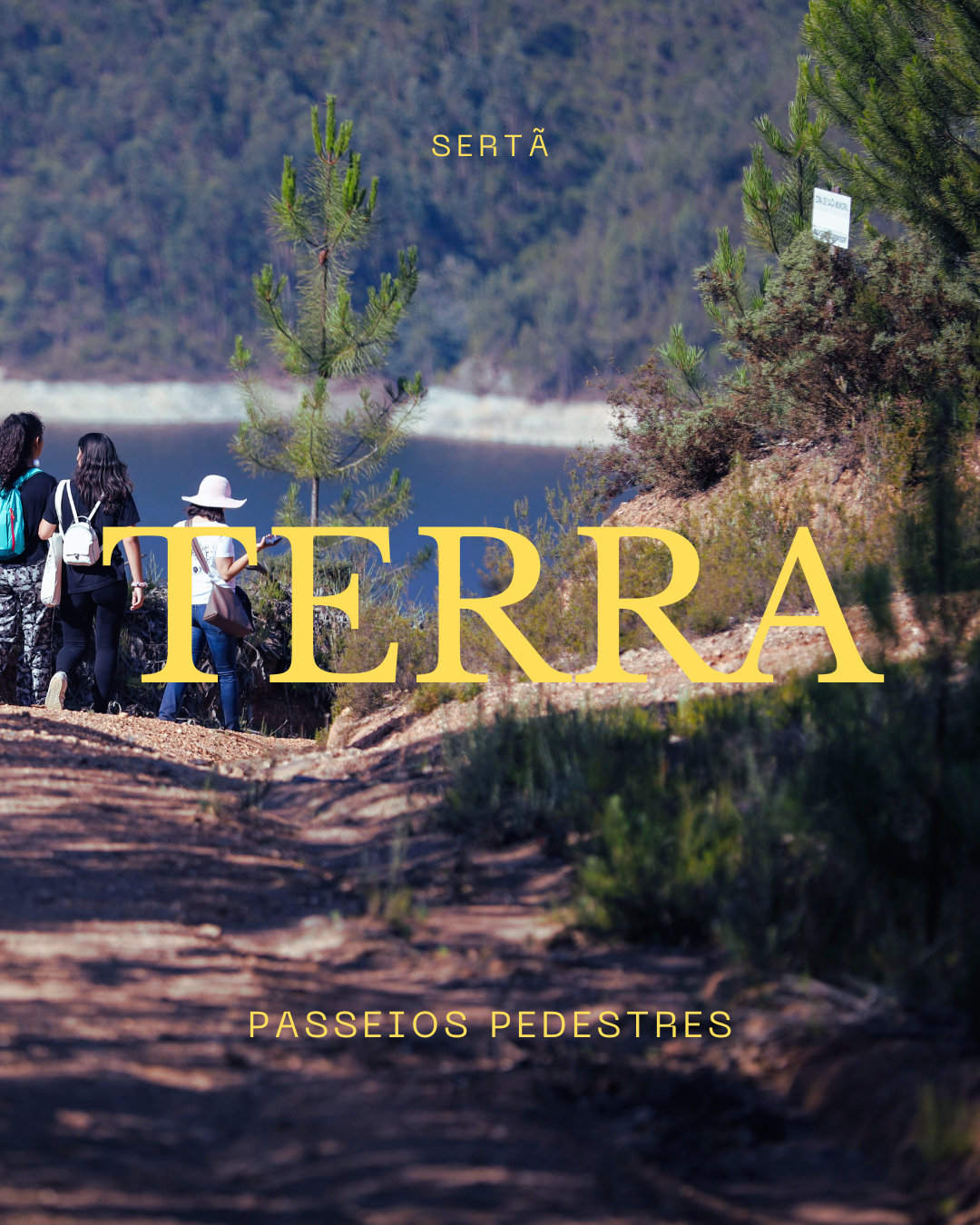 Publication design featuring the word "EARTH" overlaid on a photograph of a tree-lined path by a river, evoking a connection to nature.